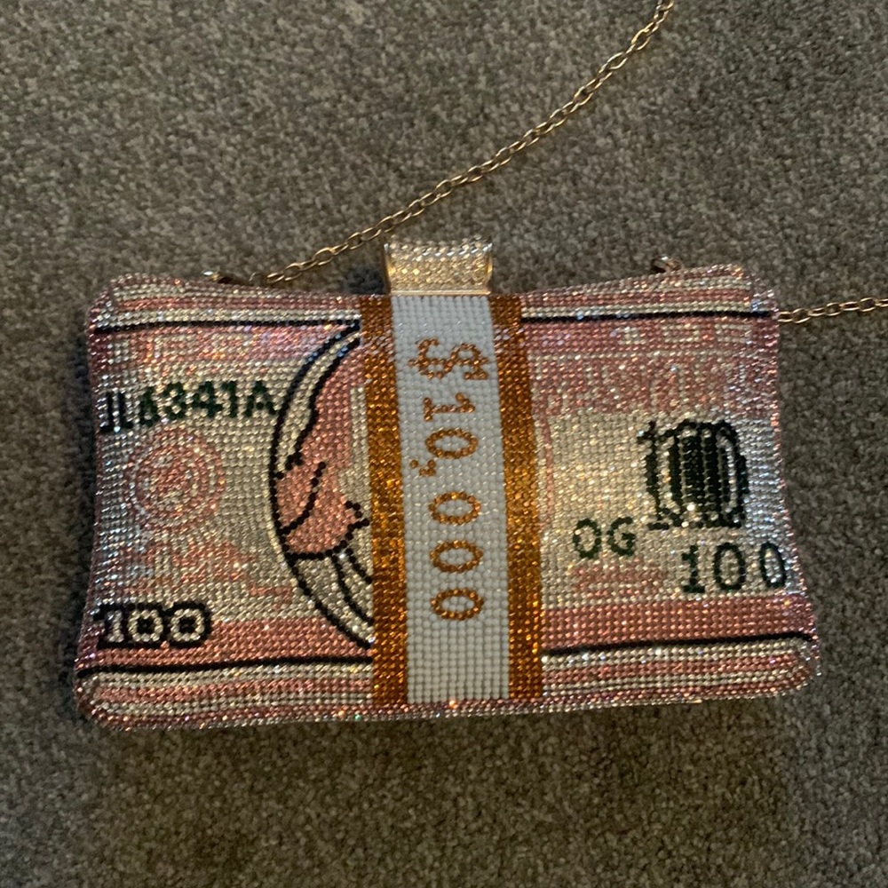 pink bling money purse